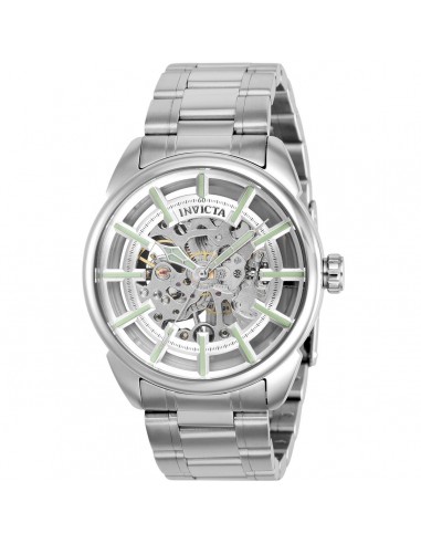 Invicta Men's Watch - Vintage Silver Tone Semi Skeleton Dial Steel Bracelet | 37925 Véritable concentré