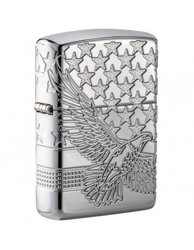 Zippo Windproof Lighter - Patriotic Bald Eagle Design High Polished Chrome | 49027 ouvre sa boutique