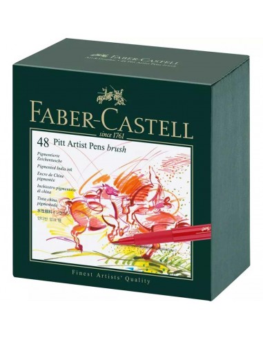 Faber Castell Pen Brush - Pitt Artist India Ink Modern, Studio Box of 48 | 167148 la colonne vertébrale