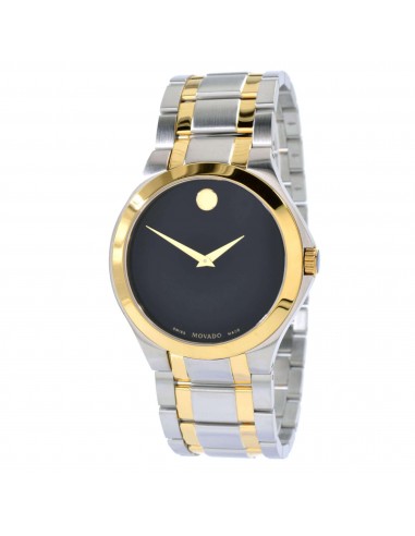 Movado Men's Quartz Watch - Black Dial Two Tone Stainless Steel Bracelet | 0606896 de pas cher