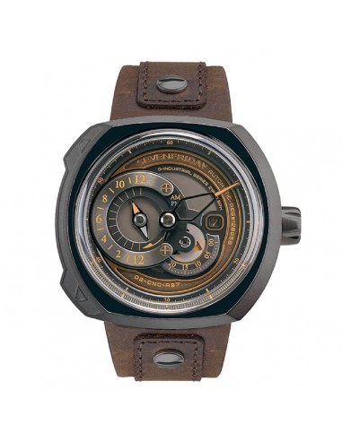 SevenFriday Men's Watch - Q Series Choo Choo Black Case Dark Brown Strap | Q2-03 l'achat 