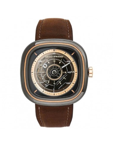 SevenFriday Men's Automatic Watch - T Series Brown Dial Leather Strap | T2-02 en linge