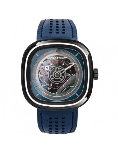 SevenFriday Men's Watch - T Series Automatic Blue Dial Leather Strap | T3-01 Economisez 