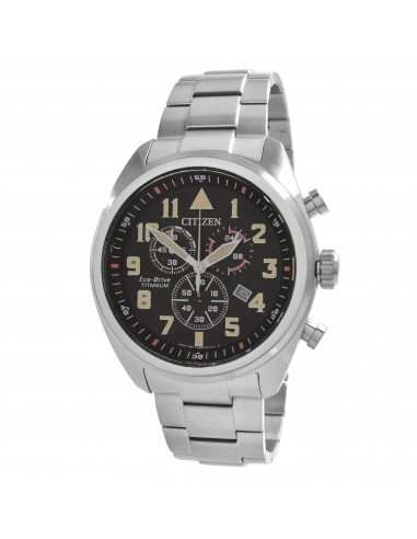 Citizen Men's Chronograph Watch - Eco-Drive Black Dial Titanium Bracelet | AT2480-81E ou a consommer sur place