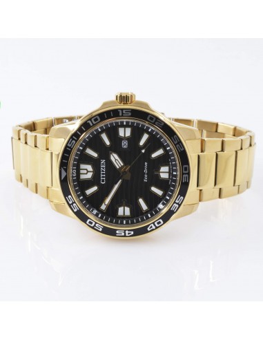 Citizen Men's Watch - Eco-Drive Black Dial Yellow Gold Steel Bracelet | AW1702-88E JUSQU'A -70%! 