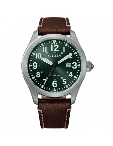 Citizen Men's Watch - Eco-Drive Solar Powered Green Dial Leather Strap | BM6838-25X les ligaments