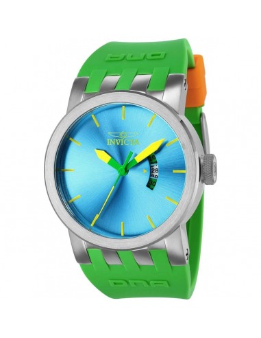 Invicta Men's Quartz Watch - DNA Date Light Blue Dial Green Silicone Strap | 36957 les ctes