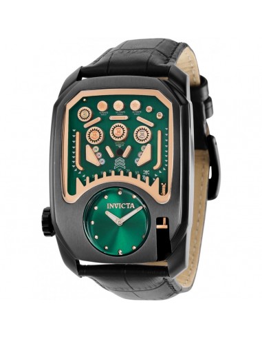 Invicta Men's Quartz Watch - Cuadro Green Dial Black Genuine Leather Strap | 35452 acheter