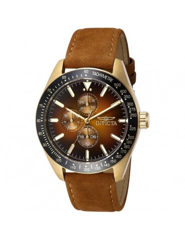 Invicta Men's Quartz Watch - Aviator Date Display Brown Dial Leather Strap | 38985 online