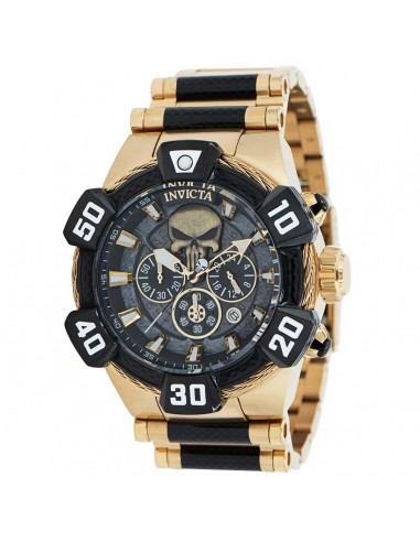 Invicta Men's Chrono Watch - Marvel Punisher Quartz Black and Gold Tone Dial | 37686 Le MVP de beaucoup