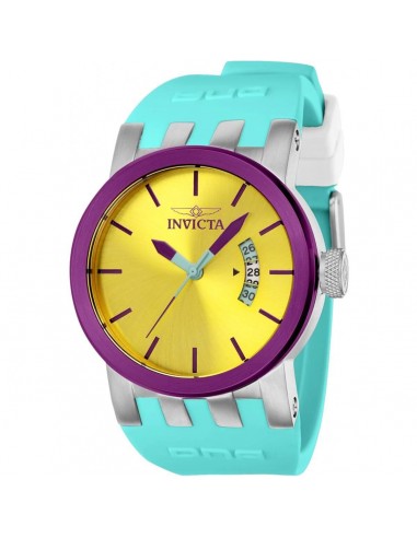 Invicta Women's Quartz Watch - DNA Date Yellow Dial Light Green Silicone Strap | 36962 Fin de série