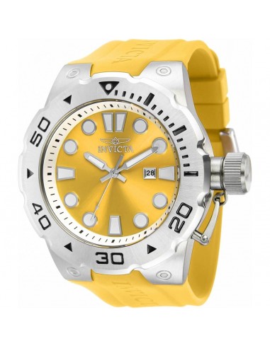 Invicta Men's Quartz Watch - Pro Diver Date Yellow Dial Silicone Rubber Strap | 36993 Pour