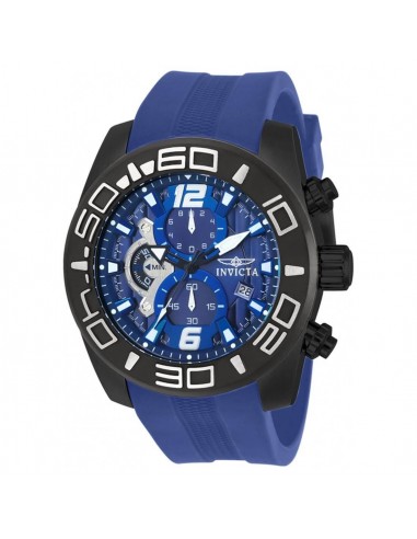 Invicta 22812 Men's Pro Diver Blue Dial Black IP Steel Blue Silicone Strap Chronograph Watch Comparez plus de prix