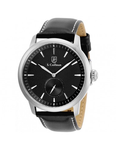 S. Coifman Men's Watch - Quartz Black Dial Silver Tone Case Leather Strap | SC0457 Economisez 