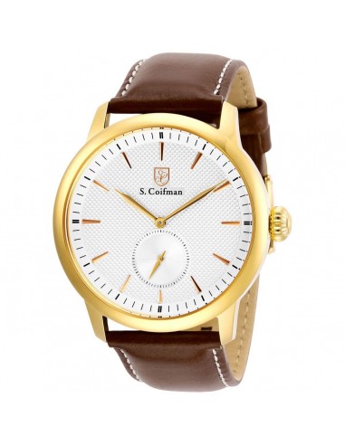 S. Coifman Men's Watch - Quartz Yellow Gold Case Brown Leather Strap | SC0459 JUSQU'A -70%! 