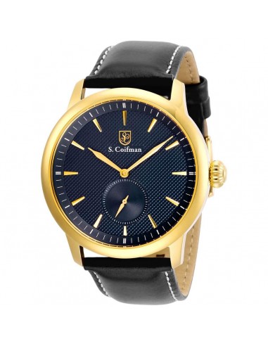 S. Coifman Men's Watch - Yellow Gold Case Blue Dial Black Leather Strap | SC0460 pas chere