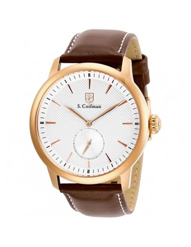 S. Coifman Men's Watch - Rose Gold Case Silver Tone Dial Brown Leather Strap | SC0461 s'inspire de l'anatomie humaine