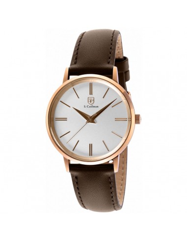 S. Coifman Women's Watch - Rose Gold Case White Dial Brown Leather Strap | SC0487 Jusqu'à 80% De Réduction