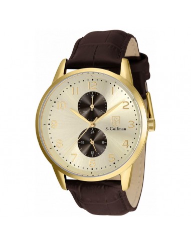 S. Coifman Men's Watch - Quartz Grey and Ivory Dial Brown Leather Strap | SC0490 Voir les baskets