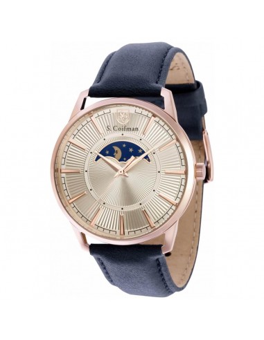 S. Coifman Men's Watch - Moonphase Ivory Dial Rose Gold Case Blue Strap | SC0495 pour bénéficier 