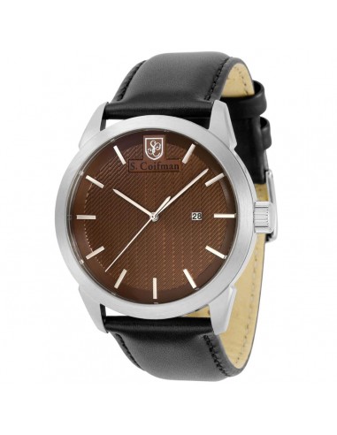 S. Coifman Men's Watch - Quartz Silver Tone Case Brown Dial Black Strap | SC0498 les muscles