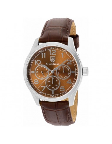 S. Coifman Men's Watch - Silver Tone Case Copper Dial Brown Leather Strap | SC0502 l'évolution des habitudes 