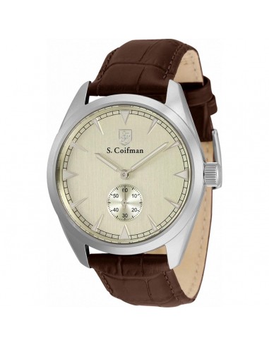 S. Coifman Men's Watch - Quartz Ivory Dial Brown Leather Strap Silver Case | SC0528 Voir les baskets