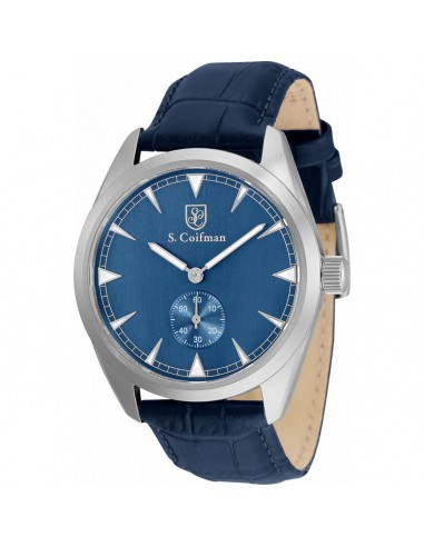 S. Coifman Men's Watch - Quartz Metallic Blue Dial Leather Strap Steel Case | SC0530 solde