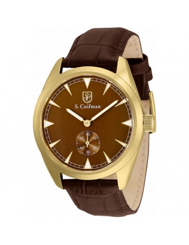 S. Coifman Men's Watch - Quartz Copper Dial Brown Leather Strap Yellow Case | SC0531 prix