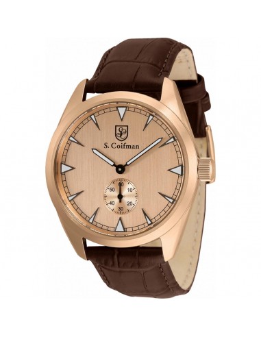 S. Coifman Men's Watch - Quartz Rose Gold Dial Brown Genuine Leather Strap | SC0532 de pas cher