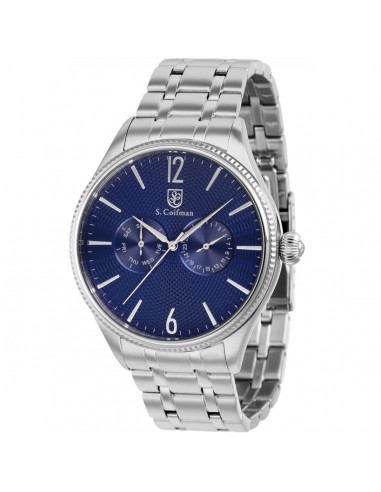 S. Coifman Men's Watch - Quartz Date Display Blue Dial Silver SS Bracelet | SC0534 pas cher 