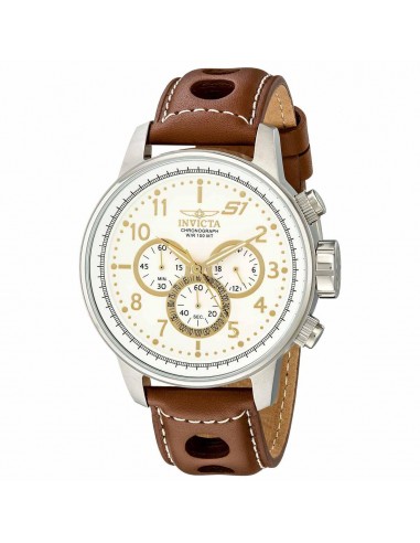 Invicta 16010 Men's S1 Rally White Dial Chronograph Brown Leather Strap Watch la colonne vertébrale