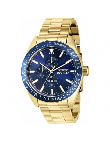 Invicta Men's Chronograph Watch - Aviator Blue Bezel Yellow Gold Bracelet | 38967 Profitez des Offres !