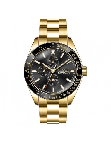 Invicta Men's Chronograph Watch - Aviator Black Bezel Yellow Gold Bracelet | 38968 le des métaux précieux