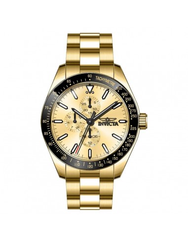 Invicta Men's Chronograph Watch - Aviator Black Bezel Gold Tone Dial Bracelet | 38970 les muscles