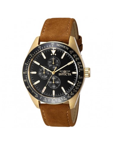 Invicta Men's Chronograph Watch - Aviator Black Dial Brown Leather Strap | 38984 de la marque