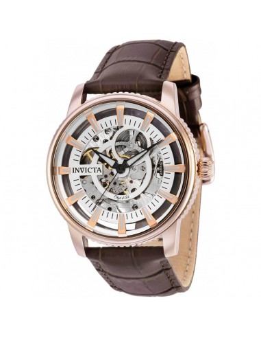 Invicta Men's Watch - Objet D Art Silver Tone Skeleton Dial Brown Strap | 30924 Découvrez la collection