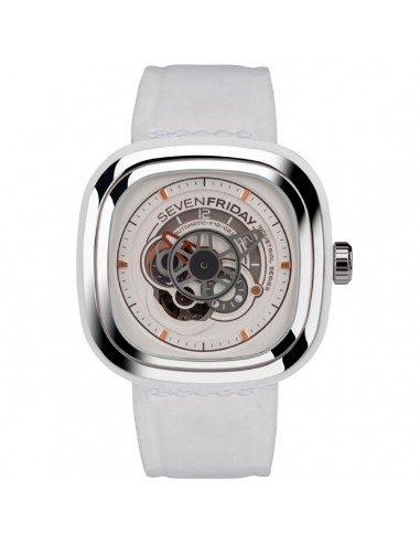 SevenFriday Men's Watch - Bright Automatic White and Silver Tone Dial Strap | P1B-02 france