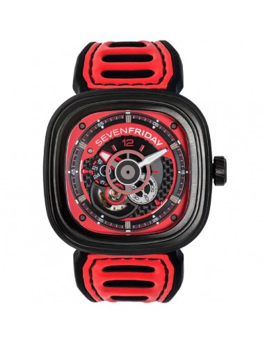 SevenFriday Men's Watch - Racing Team Automatic Black and Red Dial Strap | P3B-06 de pas cher