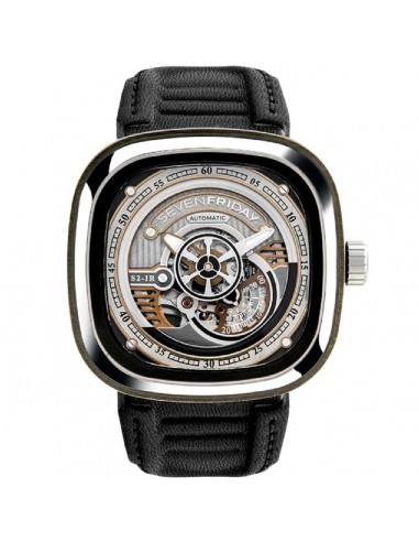 SevenFriday Men's Watch - S-Series Silver and Grey Dial Power Reserve Strap | S2-01 livraison et retour toujours gratuits