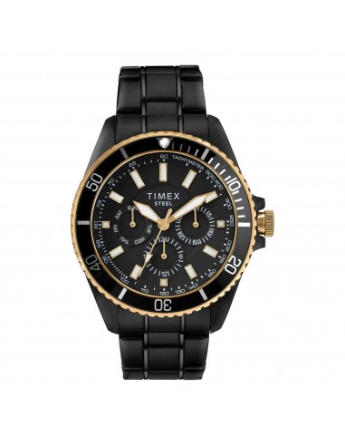 Timex Men's Chronograph Watch - Black IP Stainless Steel Bracelet | TW2T59100 50% de réduction en Octobre 2024