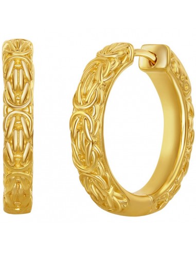 Classic Women's Earrings - Gold Plated Byzantine Design Hinged Closure | A-2646-GP la chaussure