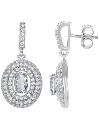 Bellissima Women's Earrings - Silver Oval Shape with Broder White Topaz | BLD-6112 online