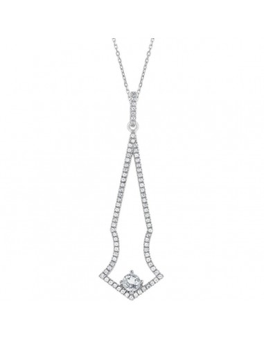 Bellissima Women's Necklace - Sterling Silver Thin Long Open White Topaz | BLK-7534 Profitez des Offres !