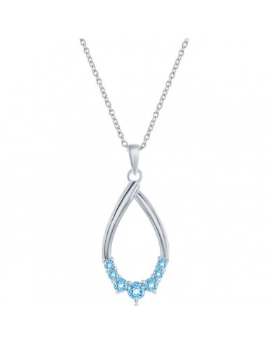 Classic Women's Necklace - Sterling Silver Swiss Blue Topaz Pear-shaped | M-6983 la colonne vertébrale