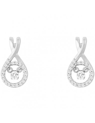 Classic Women's Earrings - Center Dancing Shimmering CZ Post Back Closure | D-5206 soldes