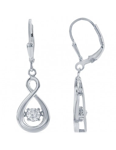 Classic Women's Earrings - Sterling Silver Teardrop with Center Dancing CZ | D-5613 ouvre sa boutique