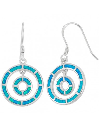 Opalata Women's Earrings - Sterling Silver Double Blue Opal Open Circles | D-5901 plus qu'un jeu 