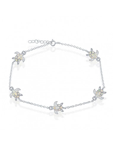 Opalata Women's Anklet - Sterling Silver White Opal Turtle | R-9234 vente chaude votre 