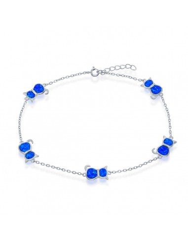 Opalata Women's Anklet - Sterling Silver Blue Inlay Opal Cat | R-9235 suggérées chez